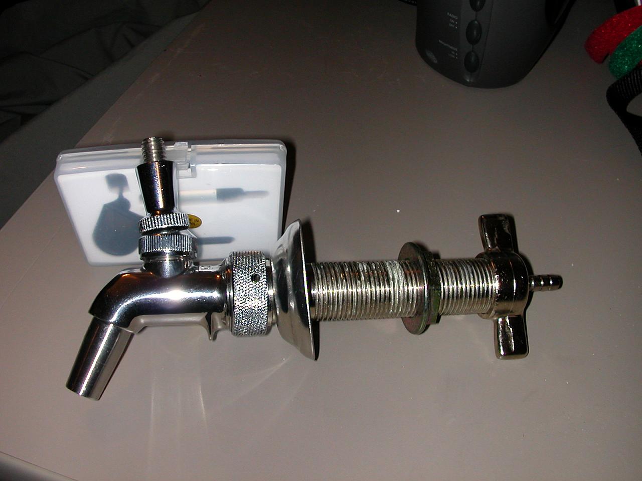 Faucet and shank assembly ready to go through the door.