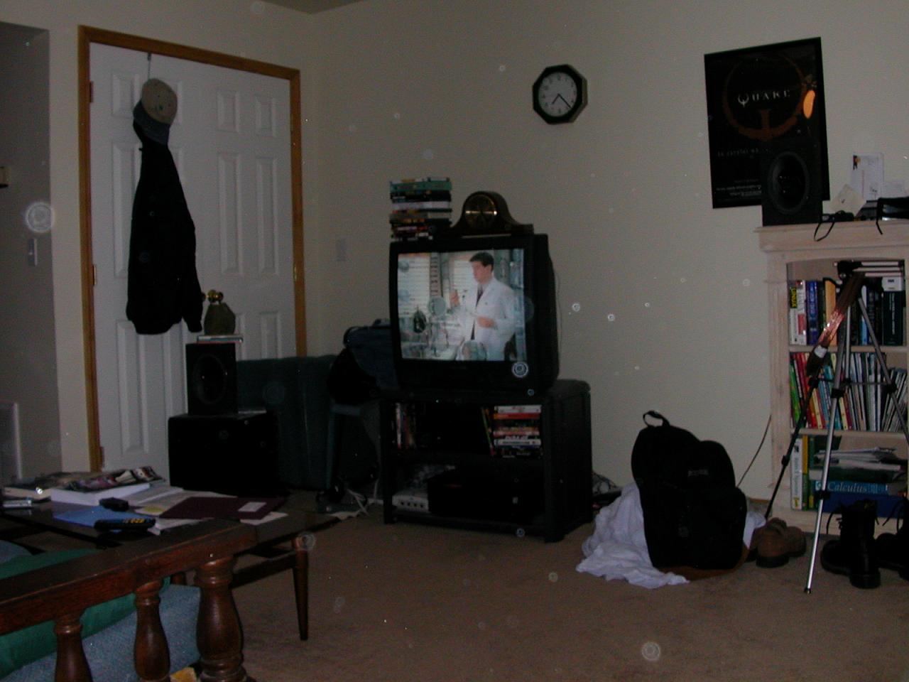 The theater room.  I mean TV in the living room. The spots happen from the camera from time to time for some reason.
