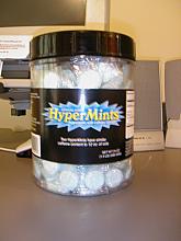 Caffeinated peppermints.  They're gross though don't buy them.  8 months later and the jar is just about as full as it was then.